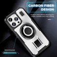 thumbnail image 3 of Case for iPhone 14 Pro,Carbon Fibre Dissipate Heat TPU+PC [Built-in Rotatable Magnetic Kickstand] Heavy Duty Drop Protection Shockproof Phone Case for iPhone 14 Pro,6.1 inch 2022 (White), 3 of 18