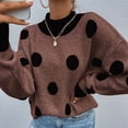 thumbnail image 4 of Chandail Tricoté à Pois Col Rond pour Femmes Mode Chandail Tricoté Haut Blouse, 4 of 5