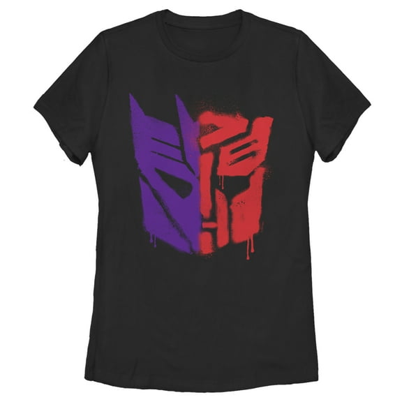 Women's Transformers Split Bot Graffiti Logo Graphic Tee Black Large