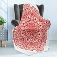 thumbnail image 4 of Mandala Soft Flannel Fleece Throw Blanket, Lace Inspired Motifs Flourishing Nature Theme Ornate Curves and Swirls, Cozy Plush for Indoor and Outdoor Use, 70" x 90", Orange, by Ambesonne, 4 of 5