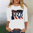 thumbnail image 2 of Women's Vintage Tees Crew Neck 3/4 Sleeve 1996 Graphic Print Blouse Casual Loose Comfy Pullover Tops (3XL, White), 2 of 4