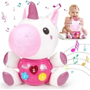 JUGAAD LIFE Unicorn Baby Musical Toys, Newborn Girls Soft Plush Stuffed Animal, Infant Light Music Set, 1st Birthday Shower Gift 0 1 3 6 9 12 18 Months 1 2 Year Old Toddler Girl