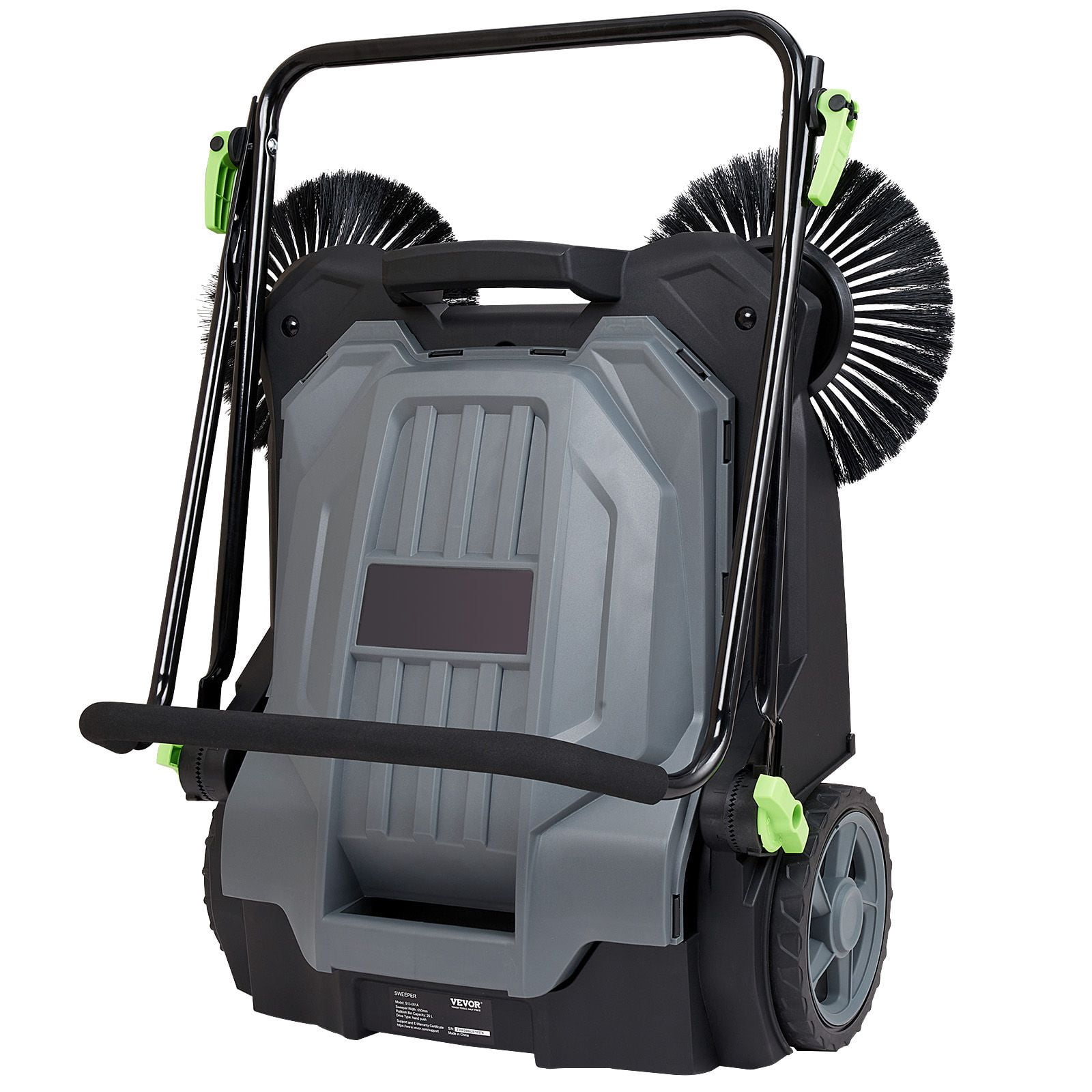 Walk-behind Hand Push Floor Sweeper, 25.6" Sweeping Width Floor Sweeper Manual Non-Electric, 5-Gallon Waste Container, Angle & Height Adjustable Folding Handle for Walkway, Yard, Garage, Patio