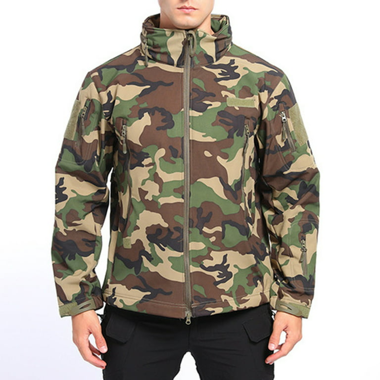 YYDGH Men's Outdoor Tactical Fleece Jacket Fall Winter Military