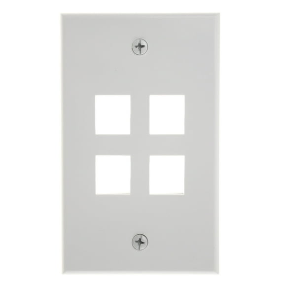 Legrand On-Q 364402-01 Anyport Designer Wallplate, Faceplate, 4 Port, White