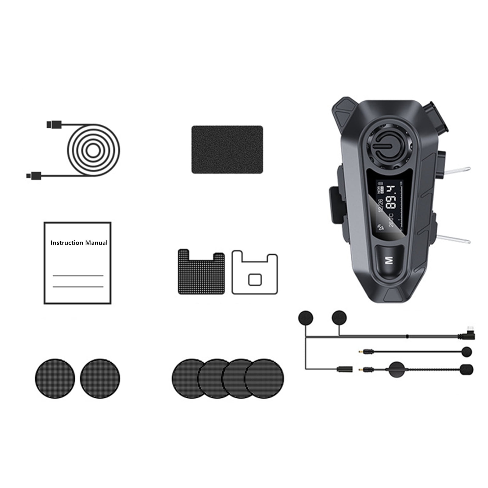ARCADORA Bluetooth Helmet Earphones, Black ABS 40mm Speaker, Bluetooth 5.4 15m for Motorcycle Riders Long-Distance Trips