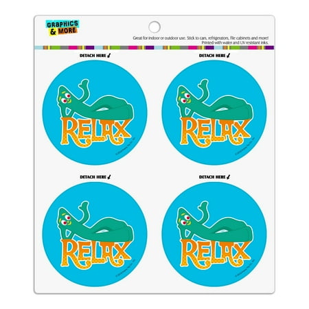 Gumby Says Relax Chill Chillin' Refrigerator Fridge Locker Vinyl Circle Magnet Set