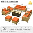 thumbnail image 4 of Vcatnet 10 Pieces Outdoor Patio Conversation Set with 54" Fire Pit Wicker High Back Sectional Sofa Furniture Orange Red, 4 of 10