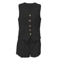 thumbnail image 4 of Arlun Womens 2 Piece Short Sets Sleeveless Button down Vest Top and Shorts with Pockets Summer Two Piece Matching Outfits Solid Color Simple Comfort Versatile Daily Wear Black M, 4 of 4