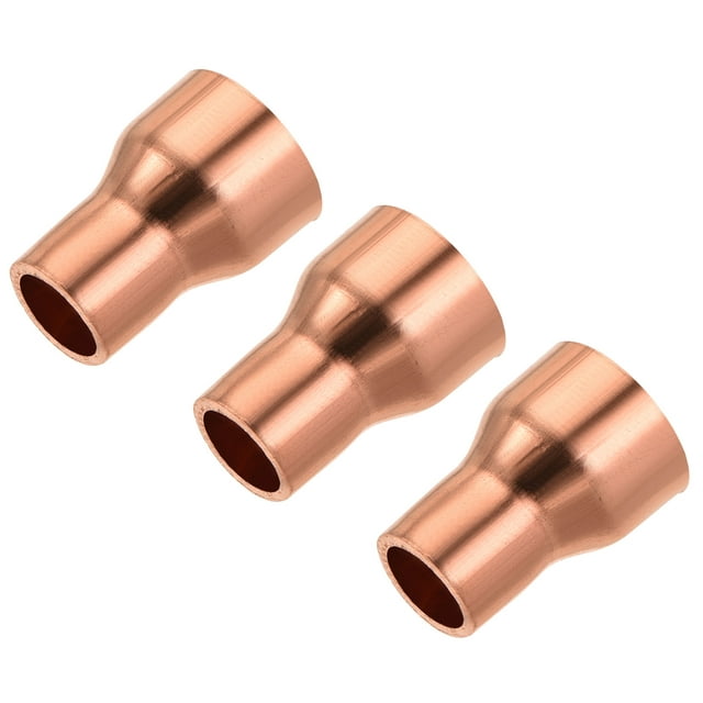 Unique Bargains Copper Reducing Coupling Fitting with Sweat End, 1/4 x 3/8 Inch ID for HVAC Refrigeration Adapter, Pack of 3