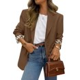 thumbnail image 1 of Blazer PRETTYGARDEN Mujer Frente Abierto Forro Leopardo Marrón M, 1 of 5