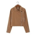 thumbnail image 6 of Bovemsi Motor Biker Short Jacket Fashion Motorcycle Collar Faux Women Sleeve Coats Long Solid Color Casual Women's Coat Fall Winter Clothes S, 6 of 9