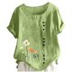 thumbnail image 2 of Tops de Manga Corta de Verano para las Mujeres Cuello Redondo Impreso Botón Superior Camiseta de Imitación Rack, Blusa de Moda Casual para el Uso Diario, 2 of 3