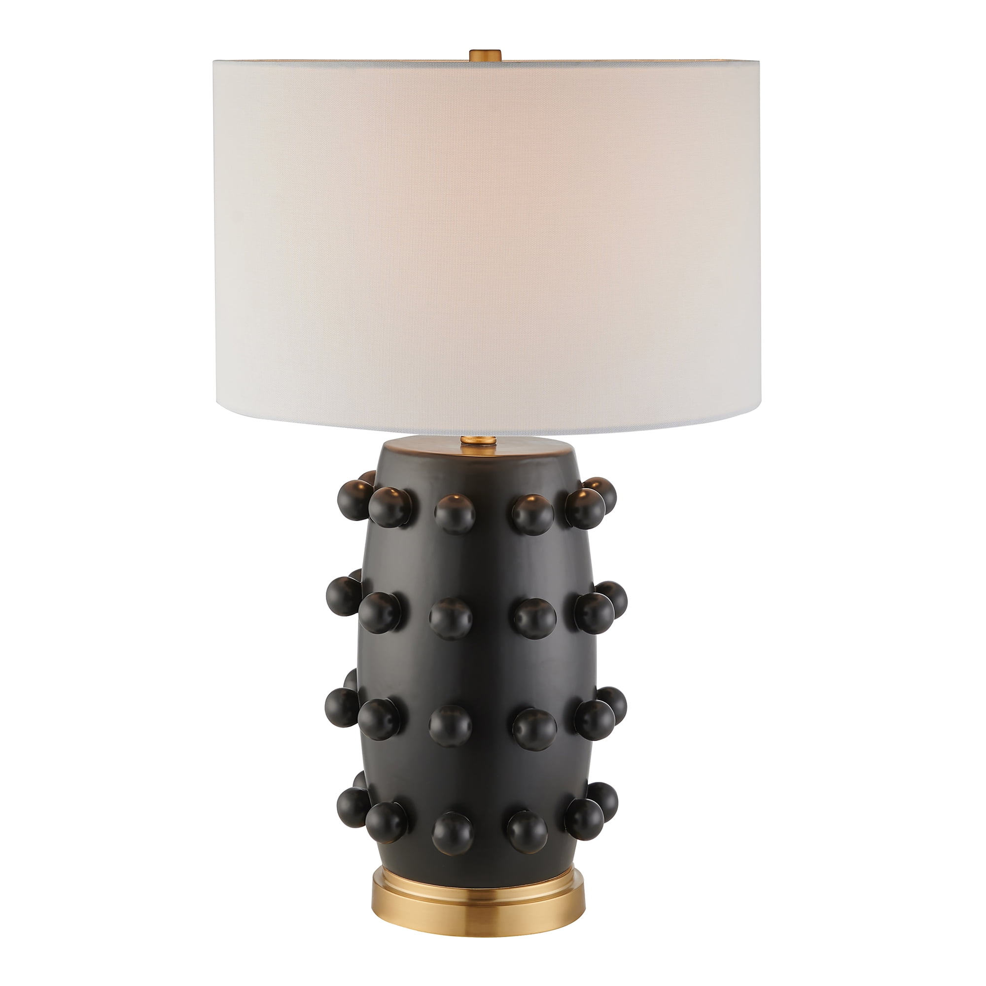 Evelyn&Zoe Farrington 26" Tall Ceramic Table Lamp with Fabric Shade, Matte Black/White