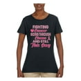 thumbnail image 2 of Wild Bobby, Fighting Cancer And Still Sexy, Breast Cancer Awareness, Women Graphic Tee, Black, Small, 2 of 5