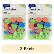 (2 pack) Hello Hobby Glitter Foam Flower Stickers, Multicolor, Flower Icons