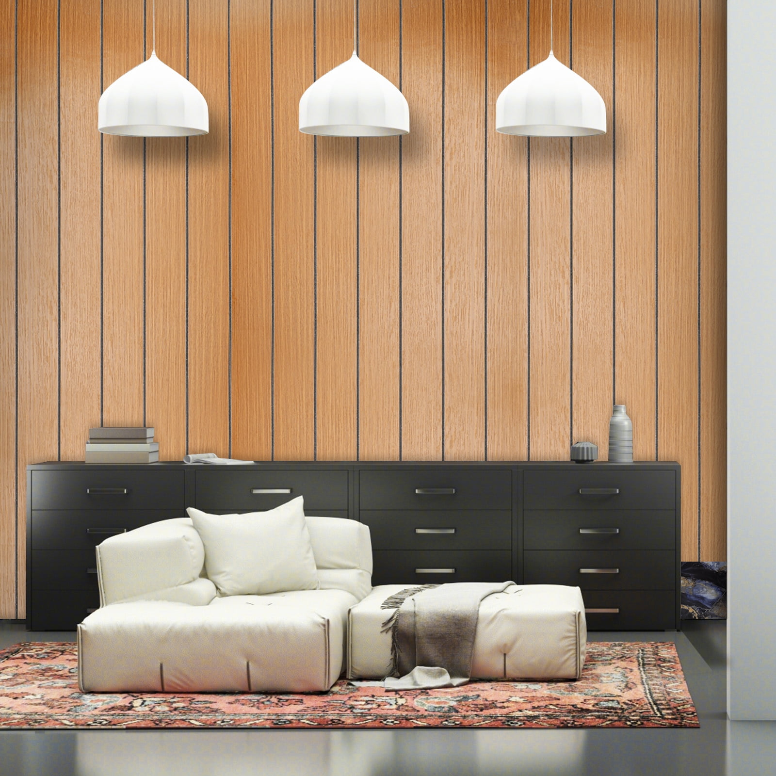 1 Roll Wood Grain Panels for Wall: 40cm x 3m 3D Faux Wood Wall Panels Accent Wallpaper for Interior Living Room Office Decor