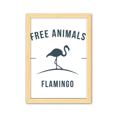 thumbnail image 1 of Cartoon Flamingo animal Azul silueta Cuadro de madera decorativa marco de casa A4, 1 of 3