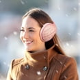 thumbnail image 4 of 3 piezas de orejeras de punto cálido unisex, forro polar de invierno, orejeras plegables, suaves, de color puro, para mujeres, hombres, actividades al aire libre Adepaton WMPH-1393, 4 of 7