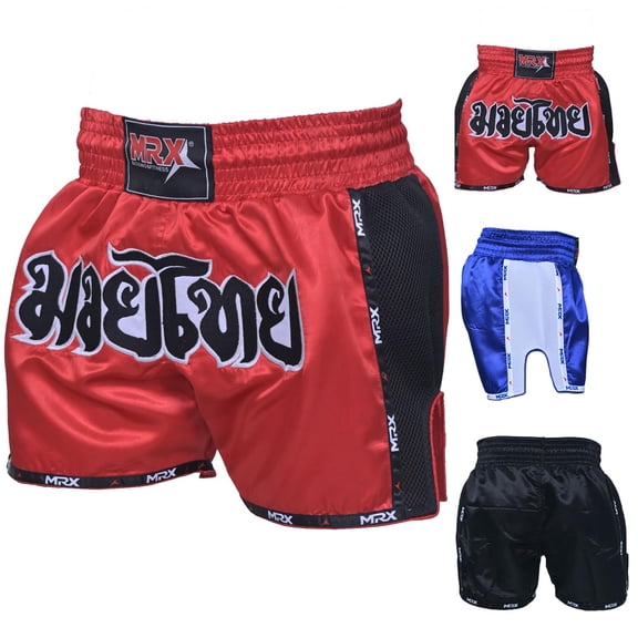 Men Boxing Shorts MMA Mauy Thai Training Fitness Gym Cage Fight Kickboxing Trunks Clothing Black/Red XXS