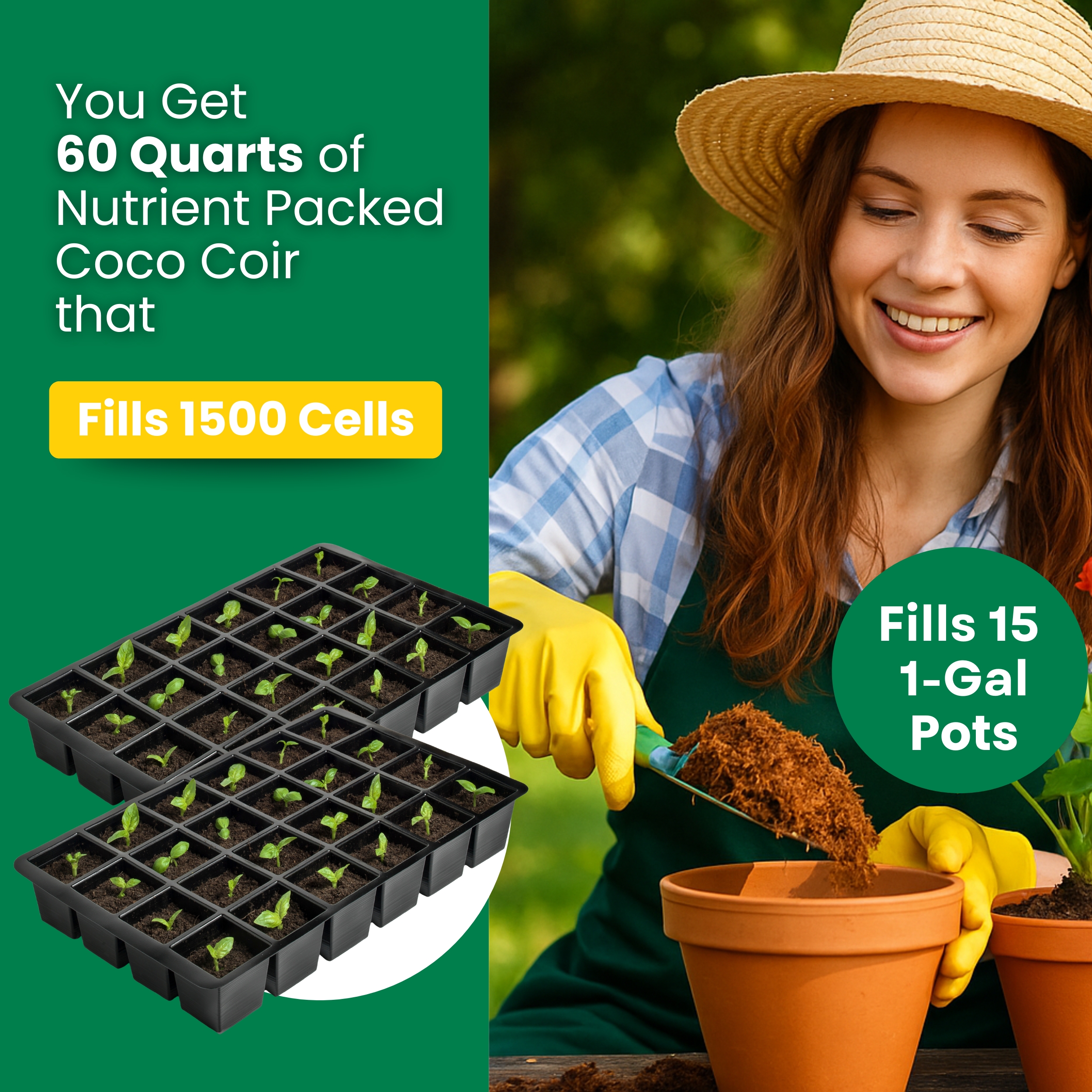 Gro-Med Organic Compressed Coconut Coco Coir Bricks For Plants With NPK Potting Soil, 6 Pcs 650g Ea