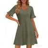 Summer Dresses for Women Ruffle Short Sleeve V Neck Casual Shift Dress with Pockets sundresses for women, Sizes S-2XL