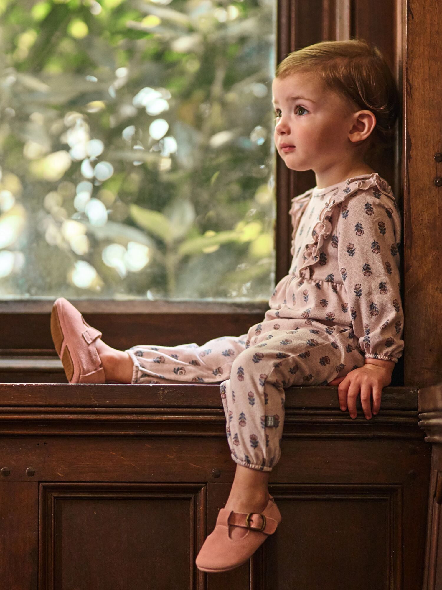 Modern Moments by Gerber Baby Girl Long Leg Romper with Ruffle Detail, Sizes 0/3 Months - 24 Months