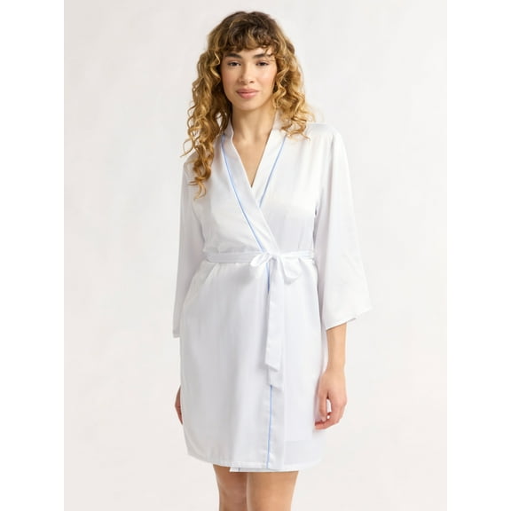 Joyspun Women’s and Women’s Plus Bridal Satin Robe, Sizes XS to 3X