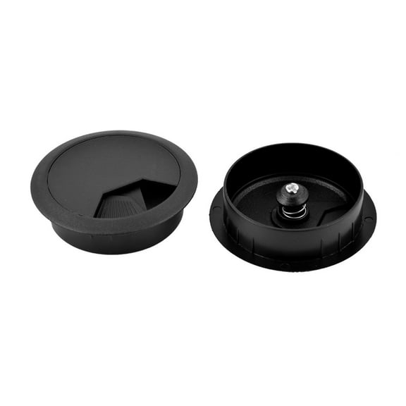 Uxcell Home Computer Desk Table Plastic Grommet Wire Cable Hole Cover Black 2" Dia 2Pcs