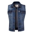 thumbnail image 3 of Made by Olivia Women's Sleeveless Button up Jean Denim Jacket Vest Distressed Dark Denim 3XL, 3 of 5
