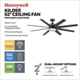thumbnail image 3 of Honeywell 62 Inch Modern Ceiling Fan LED Remote 8 Blade Indoor Outdoor Dual Mount Black, 3 of 12