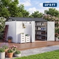 thumbnail image 3 of Garvee 10 x 8 FT Outdoor Storage Shed with Pushable Window, LED Light & Pegboard, Metal Garden Shed with Sloped Roof, Air Vent & Lockable Doors, White, 3 of 8