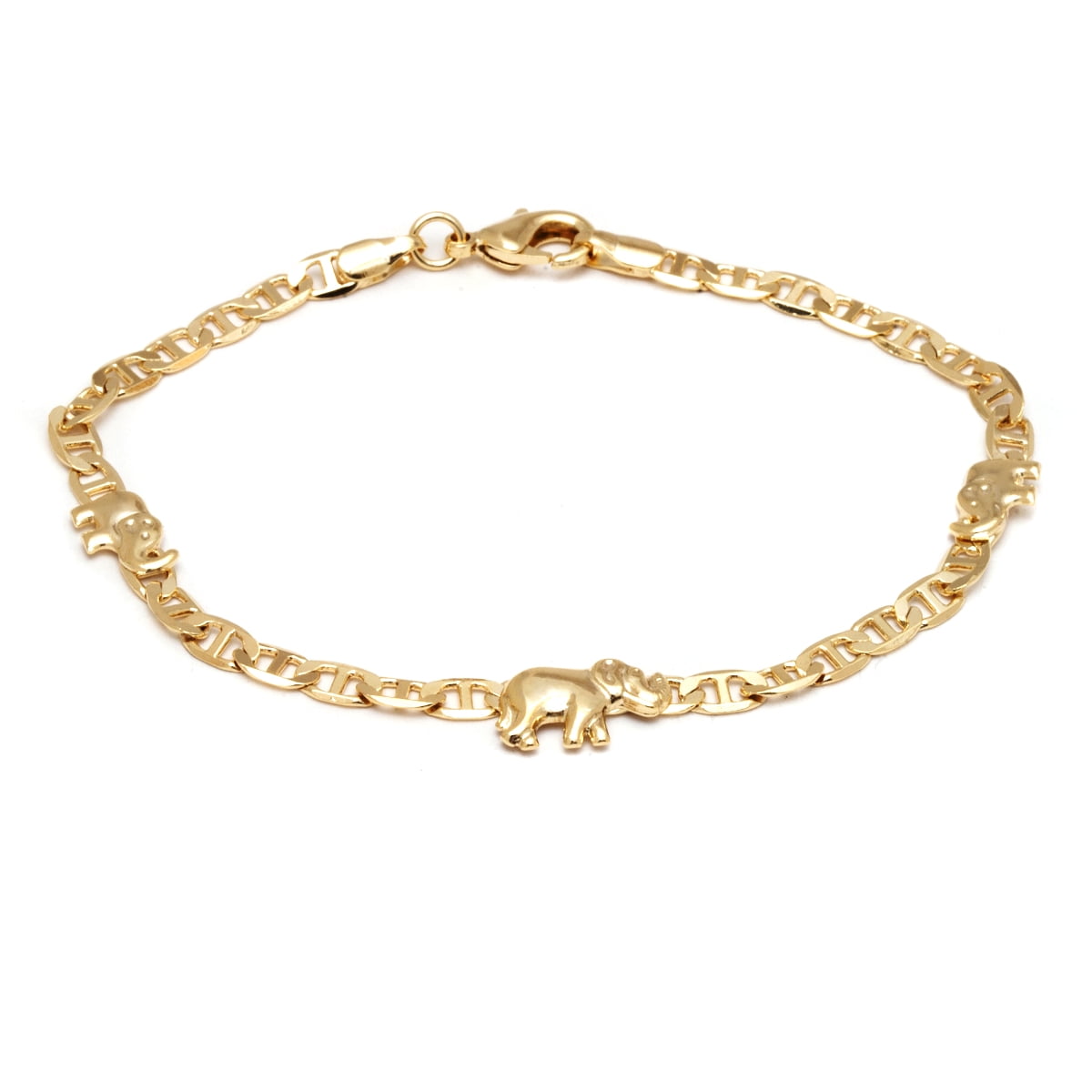 Peermont Chain Link Elephant Charm Anklet Made With 18k Yellow Gold Overlay