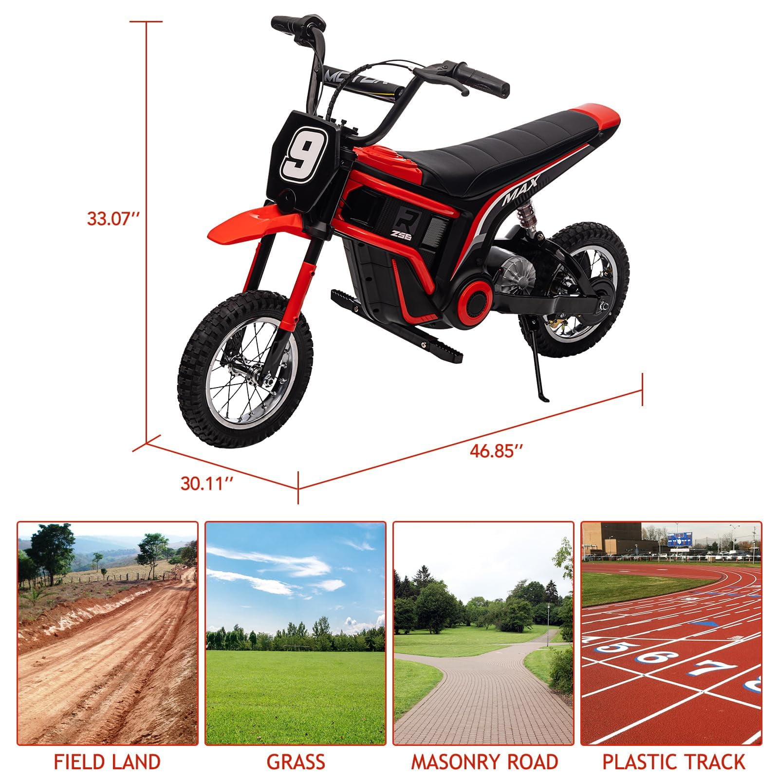 TROPOW 24 Volt Ride On Toys for Boys,Electric Dirt Bike for Kids - 350W Ride On Motorcycle, Ages 5+, Up to 14.29 MPH, 2-Speed Modes, Max Weight 135 Lbs, Red2#
