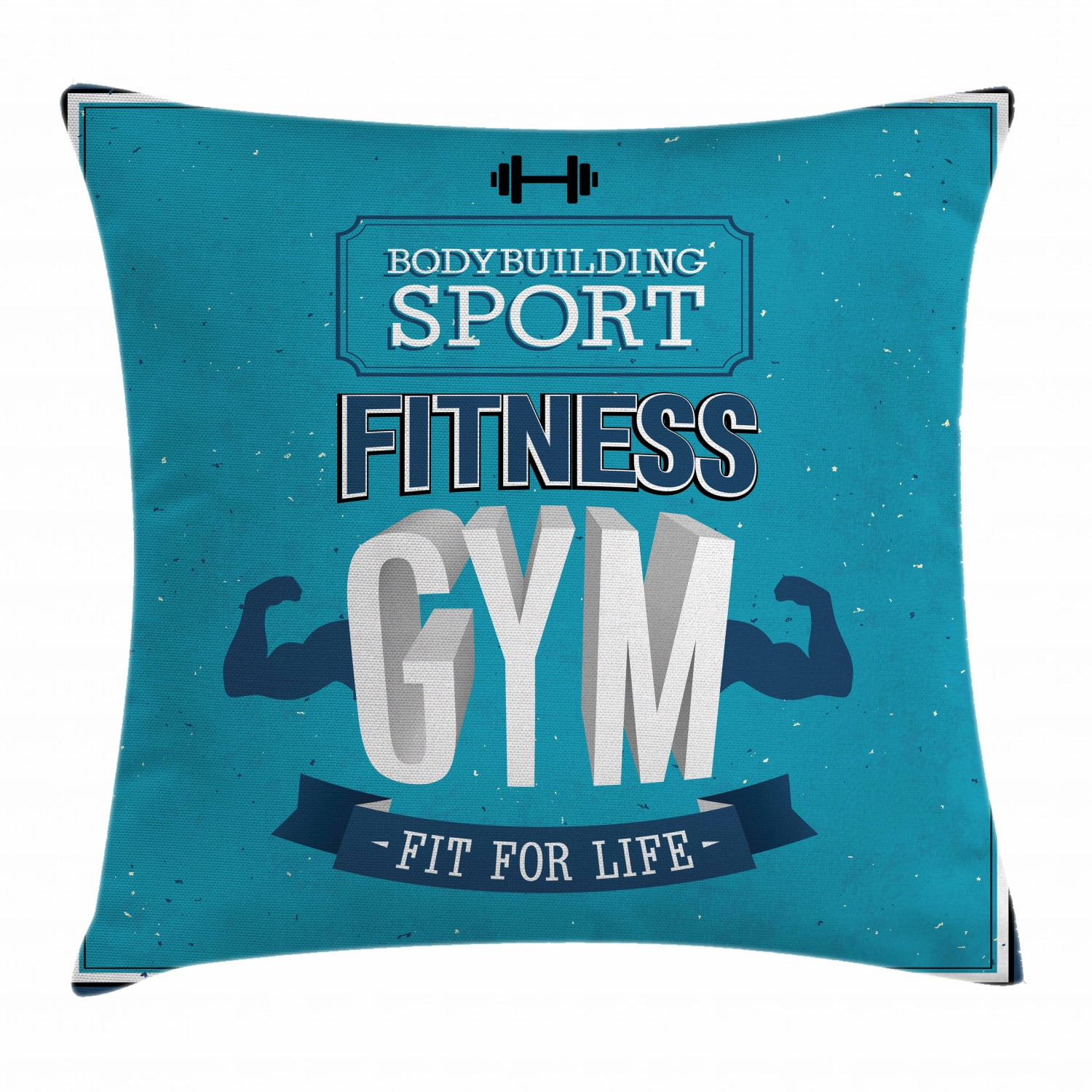 Fitness Throw Pillow Cushion Cover, Fit For Life Bodybuilding Sport
