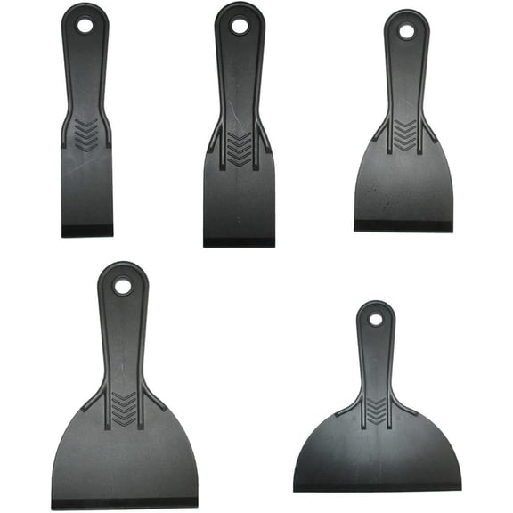 5-Piece Plastic Putty Knife Set Flexible Paint Scrapers Wallpaper Patching Tools