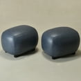 thumbnail image 2 of 23" Wide Faux Leather Upholstered Ottoman Set of 2, Mid-Century Modern Living Room Footrest with Soft Padded Seat, Footstool for Bedroom, Entryway or Living Room, Navy, 2 of 10