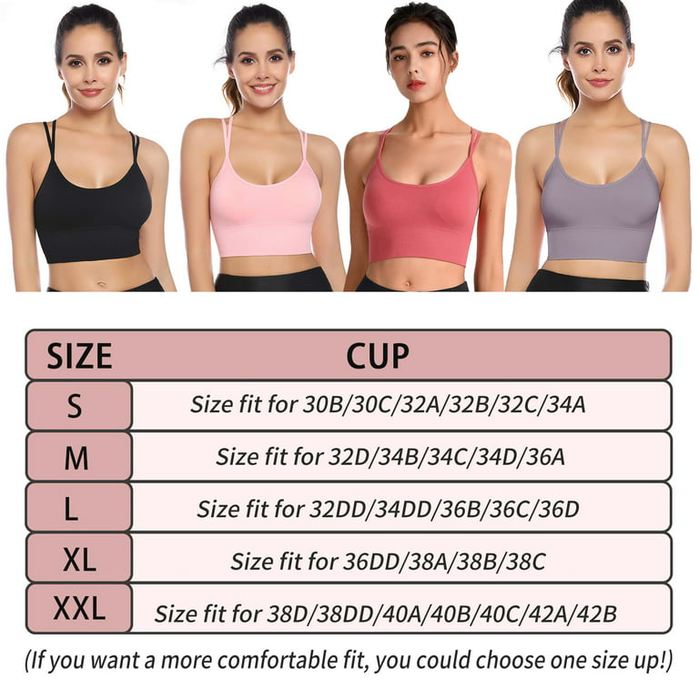 Cross Back Sport Bra with Pad, 2 Pack Women's Sexy Strappy Crisscross Bras  with Low Impact for Indoor Outdoor Running Fitness Workout Support Yoga Bra  - Large Size, Black and Pink 