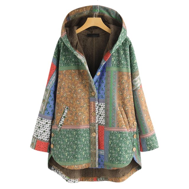 Puntoco Top de abrigo de felpa con capucha de manga larga con botones y bolsillos de felpa para mujer Puntoco Puntoco-6540