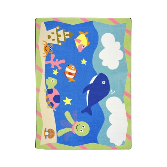 Sea Babies 7'8" x 10'9" Area Rug In Color Multi