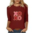 thumbnail image 2 of RKSTN Valentine's Gifts Women's 3/4 Sleeve T Shirts Top Oversized Crewneck Valentines Graphic Print Short Sleeve Shirt Womens Casual Solid Round Neck Loose Three Quarter Sleeve Shirt Spring Clothes, 2 of 7