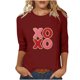 thumbnail image 2 of RKSTN Valentine's Gifts Women's 3/4 Sleeve T Shirts Top Oversized Crewneck Valentines Graphic Print Short Sleeve Shirt Womens Casual Solid Round Neck Loose Three Quarter Sleeve Shirt Spring Clothes, 2 of 7