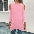 thumbnail image 6 of Kagetolytai Womens Tops 3/4 Sleeve Shirts for Women Solid Color Irregular Hem Open Shoulder T-Shirt for Spring/Summer Casual Basic Tops Pullover Blouse Top Womens Summer Tops, 6 of 6