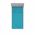 thumbnail image 2 of Geometric Bedding Set with Sheet & Covers, Diagonal Striped Pattern Mediterranean Cruise Colors Ocean Travel Adventure, Printed Bedroom Decor 2 Shams, 4 Sizes, Pale Blue Teal, by Ambesonne, 2 of 3