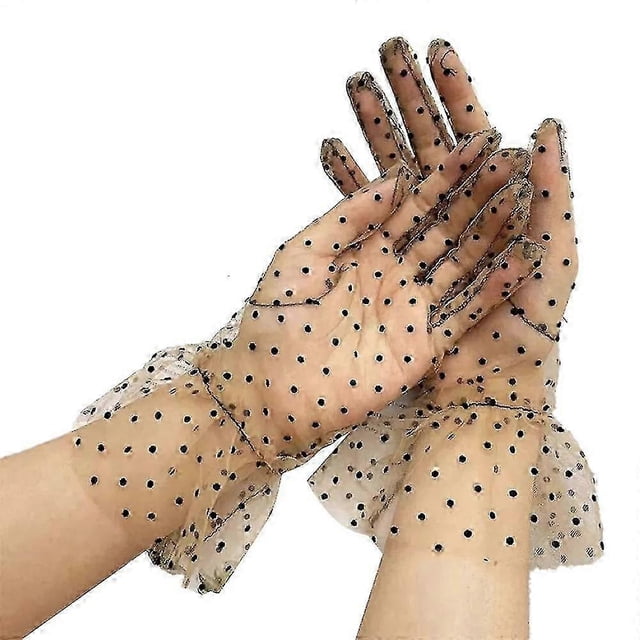 Guante de encaje para mujer, guante corto de encaje, guante de encaje para boda, té, años 50