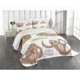 thumbnail image 3 of Ambesonne Sloth Quilted Bedspread Set 3 Pcs, Composition Animal, King Size, Pale Brown Grey Green, 3 of 5
