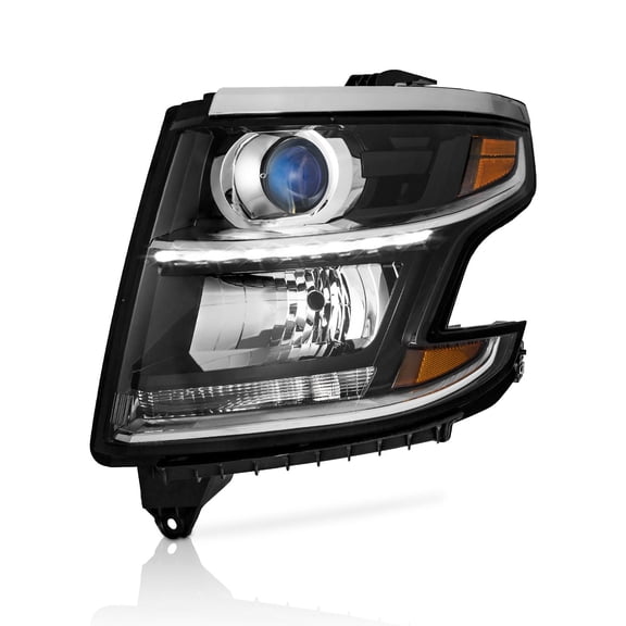 WEELMOTO for 2015-2020 Tahoe/Suburban headlights, for 2016 2017 2018 2019 3500HD Halogen Type Headlamp Black Housing Amber Reflector Left Side