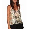 thumbnail image 3 of Women Semi See Through Sparkly Tank Top Sleeveless V Neck Floral Sequin Camisole Outfits XL, 3 of 7
