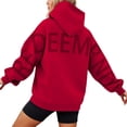 thumbnail image 2 of Hoodies for Women Oversized Letter Print Sweatshirt Long Sleeve Soft Comfy Pullover with Pocket Casual Fall Winter Fashion Clothes ,Red,S, 2 of 6