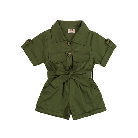 

Xingqing Infant Toddler Girl s Short Sleeve Cargo Jumpsuit + Belt